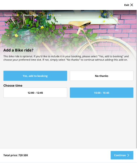 iTicket bookingflow optional tour example
