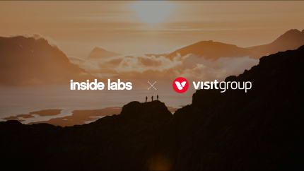 Mountains and sun, visit group, inside labs 